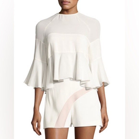 Alexis Tops - Alexis womens S Small solid white Albania 3/4 sleeve crewneck top EUC